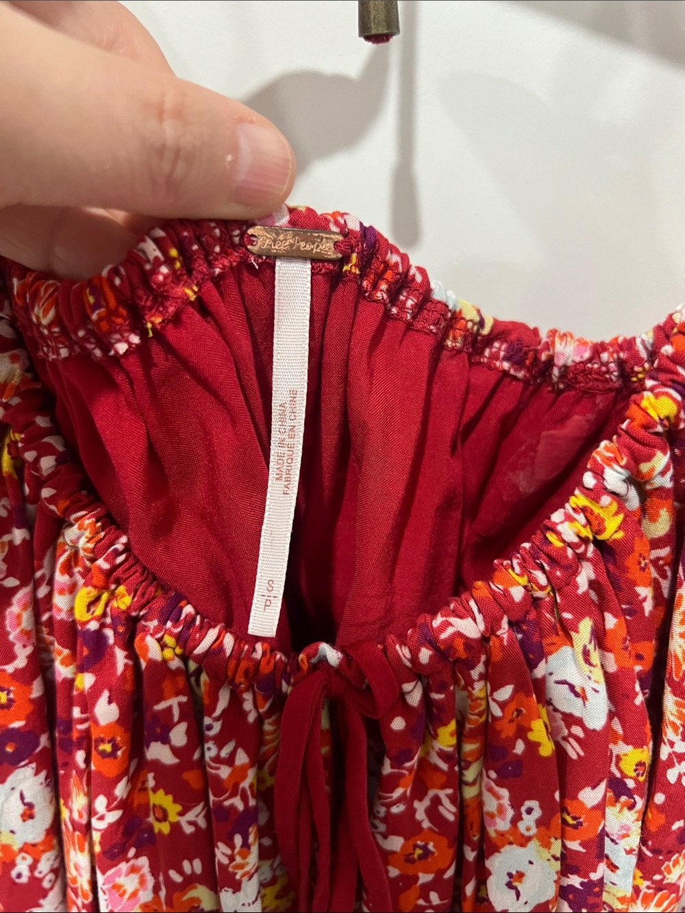Free People Daisy Babe Red Floral Bubble Crop Top Size Small - Picture 4 of 5